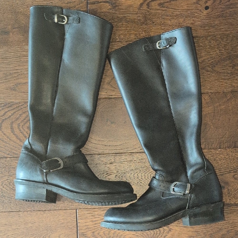 Durango Black Leather Combat & Moto Boots